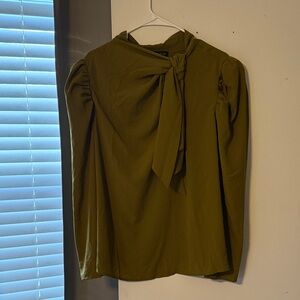 Eloquii Olive Green Women's Top with Bow Detail